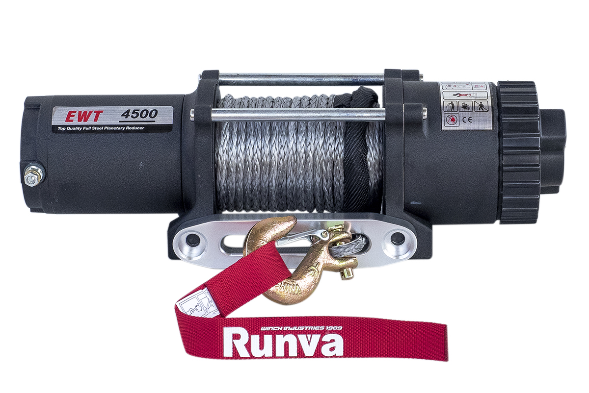 Лебёдка электрическая 12V Runva EWT4500ASR 2041 кг (синтетический трос)