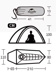 Палатка Naturehike Cloud Up Pro Si 1-местная, алюминиевый каркас, сверхлегкая, серо-красная