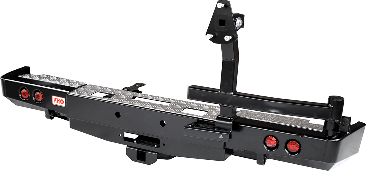 Бампер РИФ задний ГАЗ Соболь с площ. под лебёдку, квадратом под фаркоп, калиткой и фонарями стандарт