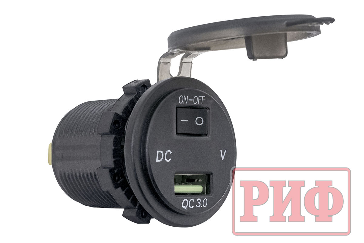 Розетка USB QC 3.0 с вольтметром, 34x37х54