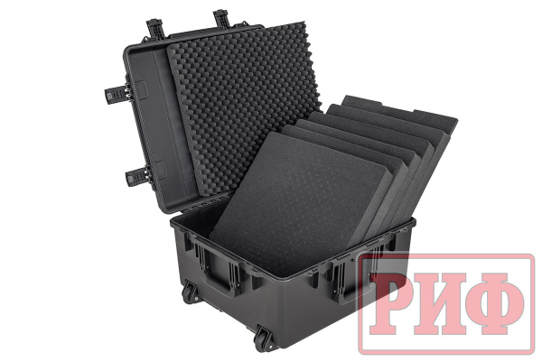 Кейс защитный ударопрочный РИФ 632x602x333 мм на колесах с телескопической ручкой Кейс защитный ударопрочный РИФ 632x602x333 мм на колесах с телескопической ручкой