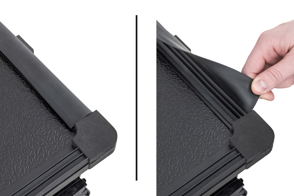 Крышка кузова РИФ для Toyota Tundra 2022+, трёхсекционная 2038,3х1797/1730 мм, алюминиевая, черная (6,5 ft)