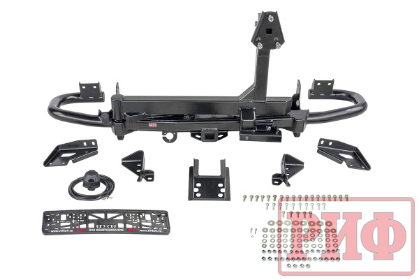 Бампер РИФ силовой задний УАЗ Патриот 2015+ c квадратом под фаркоп и калиткой, стандарт