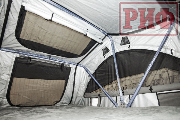 Палатка на крышу автомобиля РИФ Soft RT02-180 PRO, тент серый, 180х(240+70)х115 см