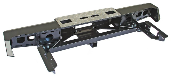 Бампер РИФ силовой задний Toyota Hilux 2005-2014 с площадкой под лебёдку, квадратом под фаркоп и фонарями