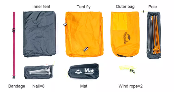 Палатка Naturehike Cycling (Spider) Si 1-местная, алюминиевый каркас, сверхлегкая, зеленая