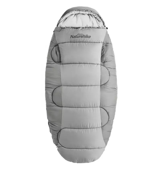 Мешок спальный Naturehike Oval PS200, 220х95 см, (правый) (ТК: +9C), серый