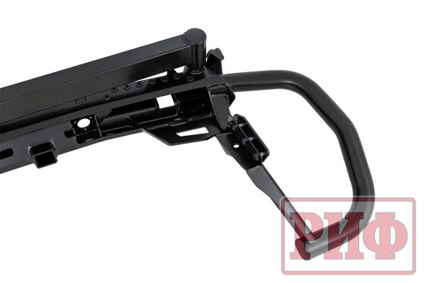 Бампер РИФ силовой задний Mitsubishi Pajero Sport 2021+ c квадр. под фаркоп, калиткой, подсвет. ном.