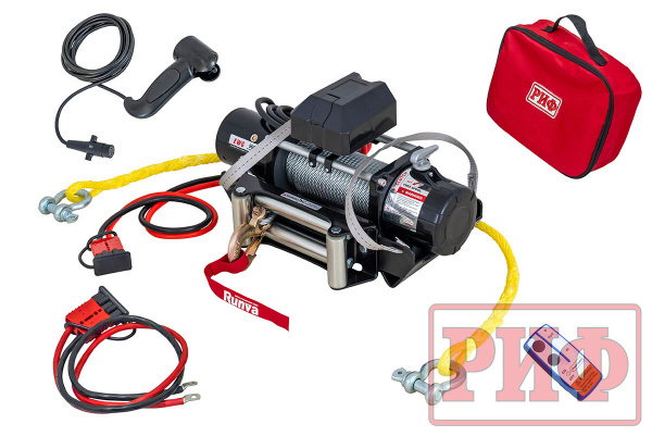 Лебёдка переносная РИФ 9000 c облегчённой площадкой и проводами (стальной трос)