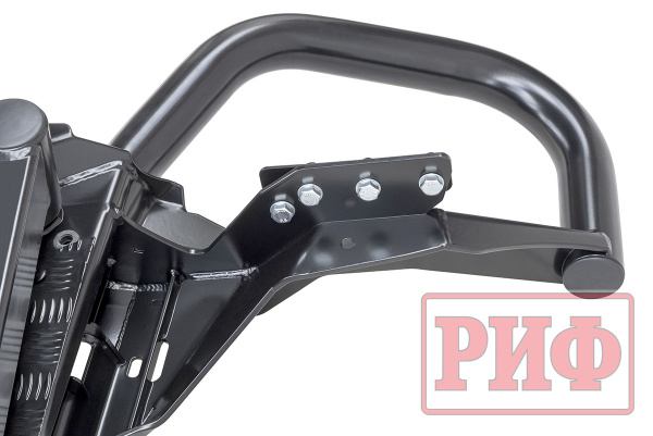 Бампер РИФ силовой задний Mitsubishi Pajero Sport 2015-2020 c квадр. под фаркоп, калиткой