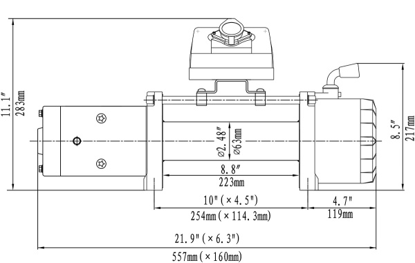 Лебёдка электрическая 12V Runva 10000 lbs 4500 кг