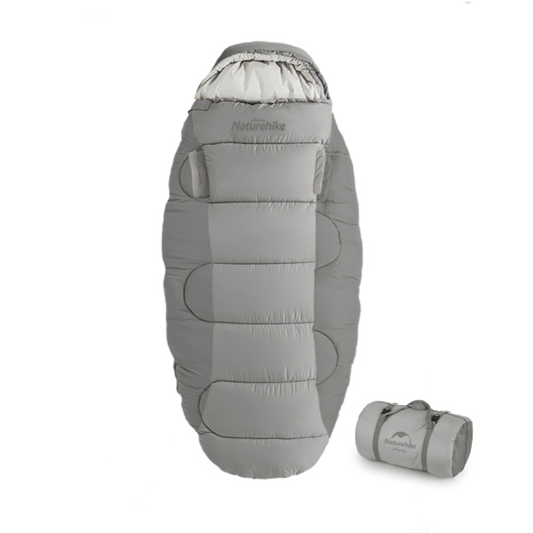 Мешок спальный Naturehike Oval PS200, 220х95 см, (правый) (ТК: +9C), серый
