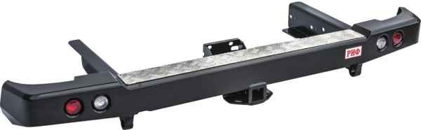 Бампер РИФ силовой задний УАЗ Пикап 2005+ с квадратом под фаркоп и фонарями, лифт 65 мм