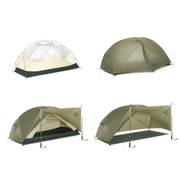 Палатка Naturehike Mongar PRO 2-местная, алюминиевый каркас, коричневая