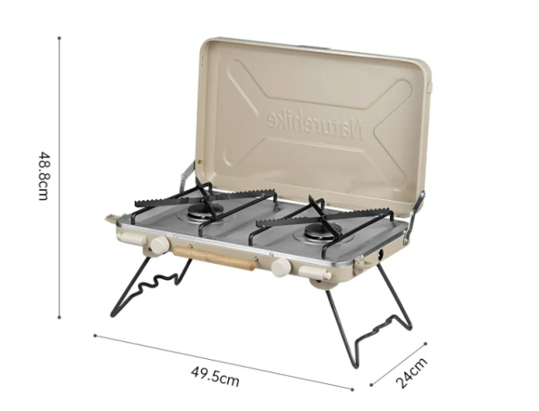 Плита газовая Naturehike 2,5 кВт, двухконфорочная, бежевая