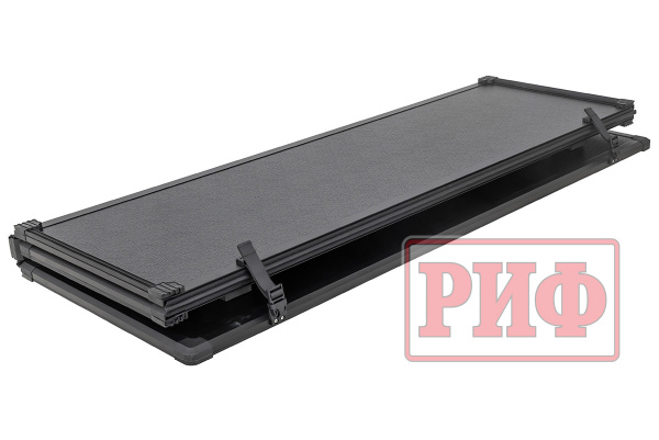 Крышка кузова РИФ для Mitsubishi L200 2024+, трёхсекционная 1545x1600/1550 мм, алюминиевая, черная 