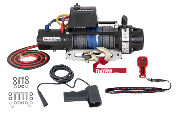 Лебёдка автомобильная электрическая 12V Runva EWB11000SSR 5000 кг (влагозащищенная) синтетический трос
