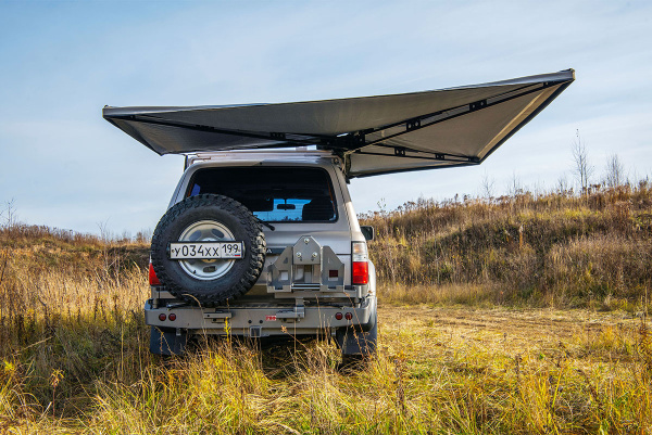 Маркиза автомобильная РИФ веерная, безопорная 2,3х2 м (правая)