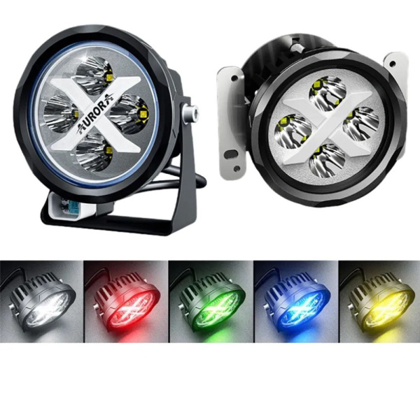 Светодиодные фары рабочего света AURORA 102 мм 40W c RGB подсветкой (комплект 2 шт)