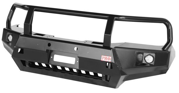 Бампер РИФ передний Toyota Hilux 2015-2020 доп. фарами, защитной дугой и защитой бачка омывателя
