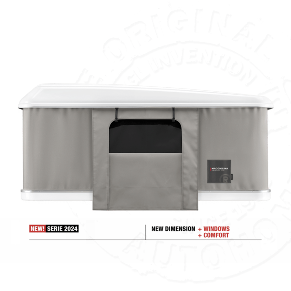 3 Палатка на крышу автомобиля AUTOHOME MAGGIOLINA AIRLANDER PLUS LARGE, серый тент, лестница 215 мм