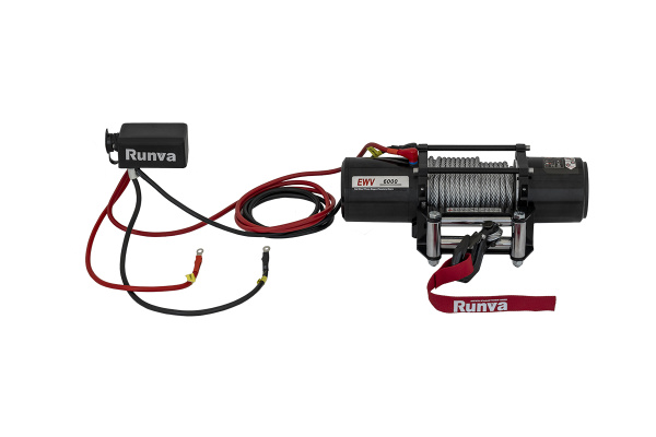 Лебёдка электрическая 12V Runva 6000 lbs 2722 кг (стальной трос)