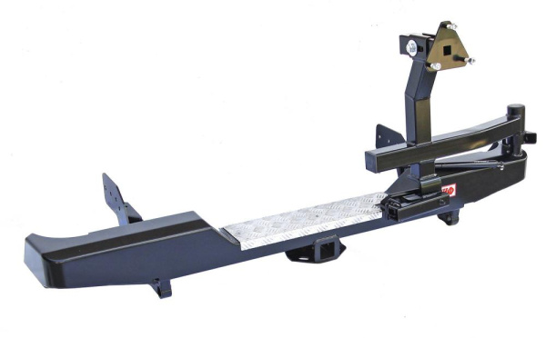 Бампер РИФ задний Mitsubishi L200 2005-2015 (кузов 1350 мм) с квадратом под фаркоп и калиткой