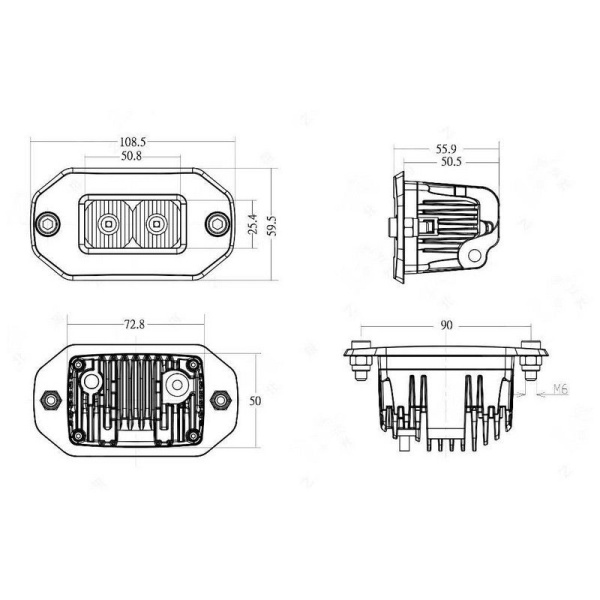 Фары рабочего света AURORA 76x38 мм 20W LED