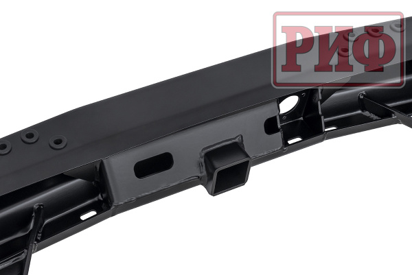 Бампер РИФ силовой задний Mitsubishi Pajero Sport 2021+ c квадр. под фаркоп, калиткой, подсвет. ном.