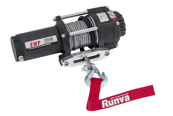 Лебёдка электрическая 12V Runva 3500A lbs 1588 кг (синтетический трос)