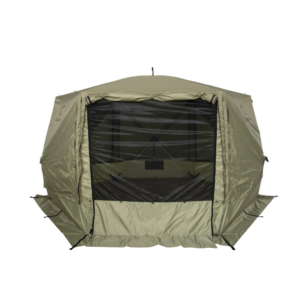Шатер "СЛЕДОПЫТ" быстросборный, 6 стен, 3,35х3,85 м, h-2,25 м, S по полу 9,3 кв.м ОЛИВА
