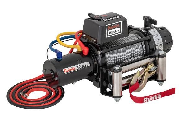 Лебёдка электрическая 12V Runva 9500 lbs 4350 кг влагозащищенная, стальной трос (228:1)