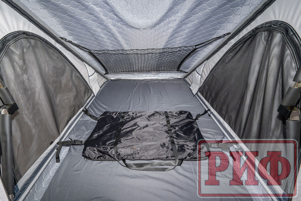 Палатка на крышу автомобиля РИФ Hard RT05-125, корпус черный, тент светло-серый, 210х125х150