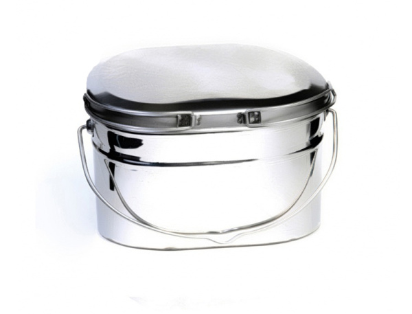 Котелок туристический 6 л., низкий, нержавеющая сталь, крышка с ручками