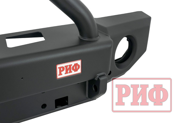 Бампер РИФ силовой передний Jeep Wrangler JL 2018+ под штатные фары, с центральной защитной дугой (для а/м с низкими перед. крыльями))