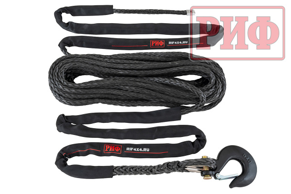 Трос для лебёдки синтетический РИФ 14 мм/22 м черный (готовый)