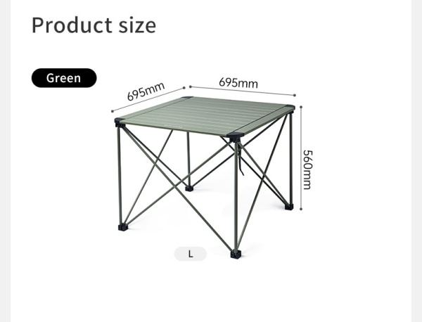 Стол туристический Naturehike Yamami L03 алюминиевый, 69,5х69,5х56 см, складной, серо-зеленый