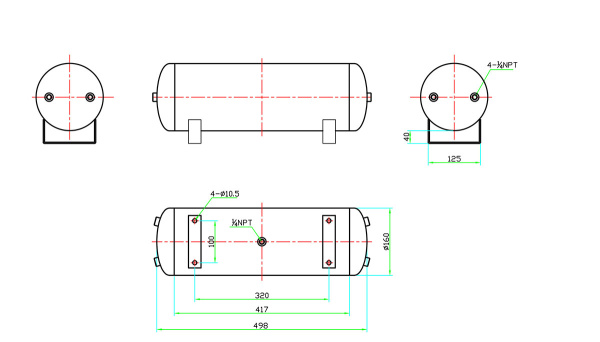 Ресивер YURUI 2.5Gal/9.5л. 5 входов