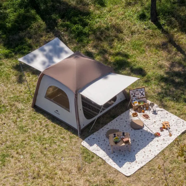 Палатка Naturehike Ango Air, 2-местная, быстросборная, надувной каркас, бежевая