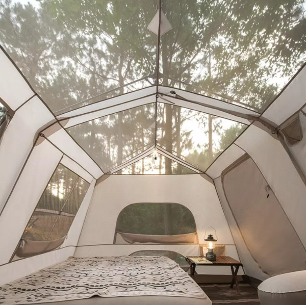 Палатка Naturehike Village 13 автоматическая 5-8-местная, коричневая BlackOut