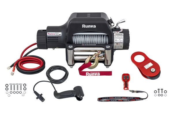 Лебёдка электрическая 12V Runva 13500 lbs 6136 кг стальной трос