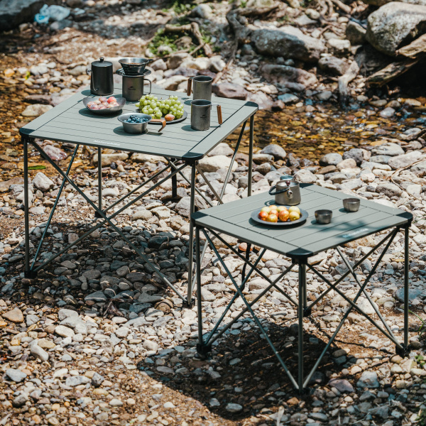 Стол туристический Naturehike Yamami L03 алюминиевый, 52,5х52,5х42 см, складной, серо-зеленый