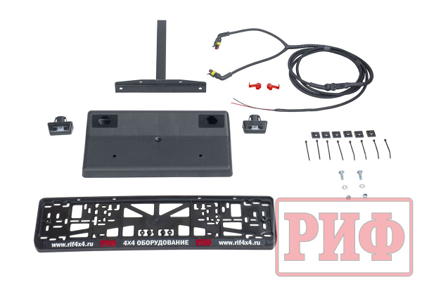 Бампер РИФ силовой задний Mitsubishi L200 2019-2022 с квадратом под фаркоп, калиткой и фонарями