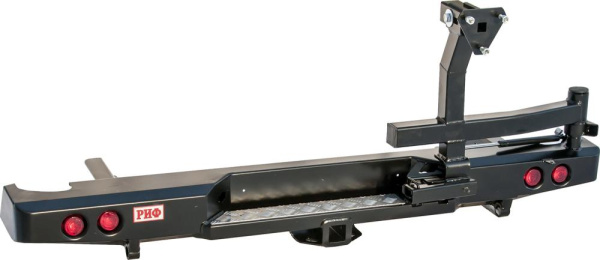 Бампер РИФ задний Nissan Navara D40 с фаркопом и креплением запасного колеса