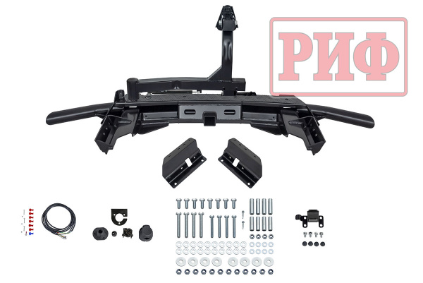 Бампер РИФ силовой задний Renault Duster 2021+ c квадратом под фаркоп, калиткой и подсветкой номера