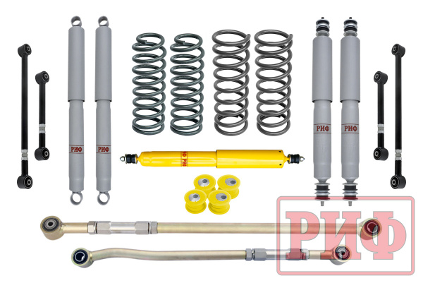 Лифт-комплект РИФ газовый Nissan Patrol Y60 и Y61 до 2000 года лифт 100 мм (правый руль)