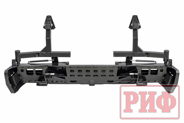 Бампер РИФ силовой задний Toyota Tundra 07-13 с квадратом под фаркоп, 2-мя калитками и фонарями