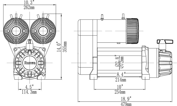 Лебёдка электрическая 12V Runva 10000 lbs 4500 кг (синтетический трос)