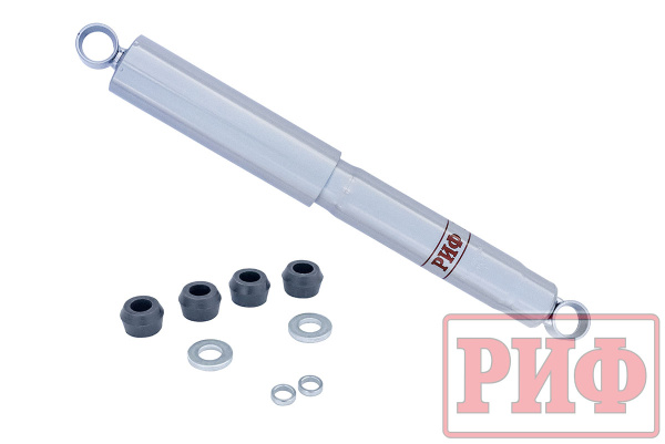 Амортизатор усиленный РИФ задний газовый Toyota Hilux 2005-2014, LC 60-70 (рессорная подвеска), Sollers ST6, Jac T6 лифт 0-45 мм и Jac T9 штатный