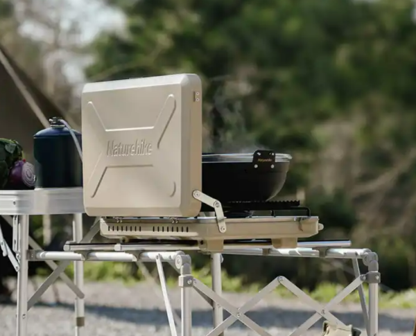 Плита газовая Naturehike 2,5 кВт, двухконфорочная, бежевая